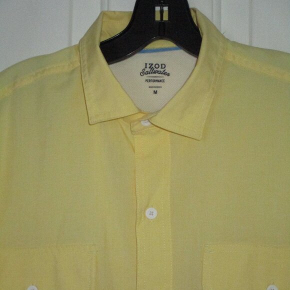 IZOD Saltwater Performance Mens S/S Yellow Active Vented Shirt NWOT - Medium - Picture 1 of 3